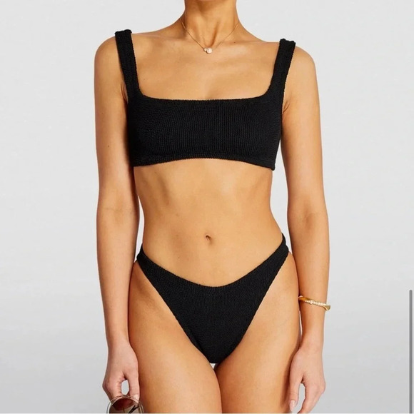 Hunza G Other - NWT Hunza G Xandra Square Neck Black Bikini Set New Classic Stretchy Harrods